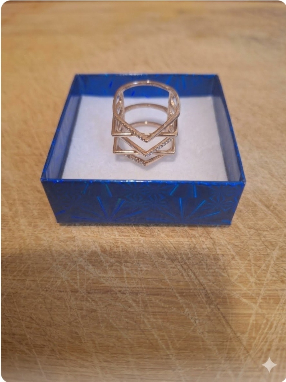 Gold Chevron Stackable Ring Set - Women Jewelry